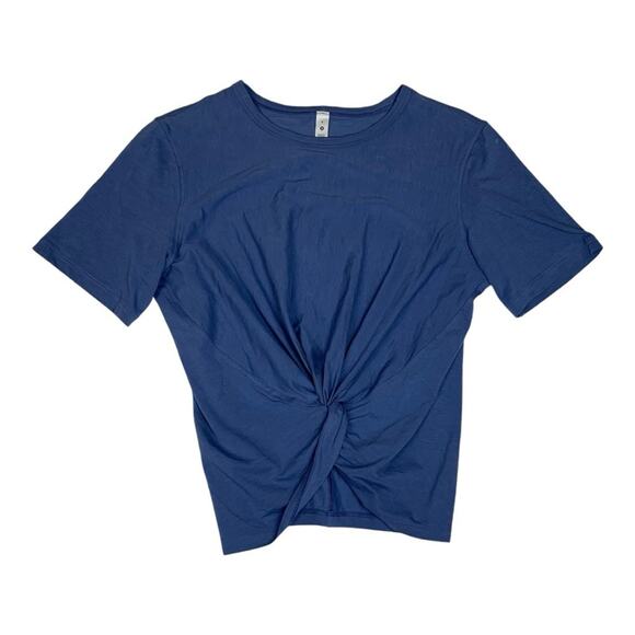Lululemon size 6 blue crop shirt tee twist front gym casual - Picture 1 of 9